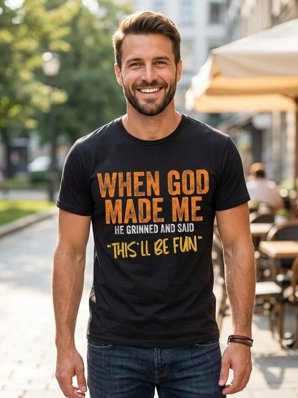 When God Made Me Tee Funny Faith Humor Shirt Unisex Inspirational Graphic Tee